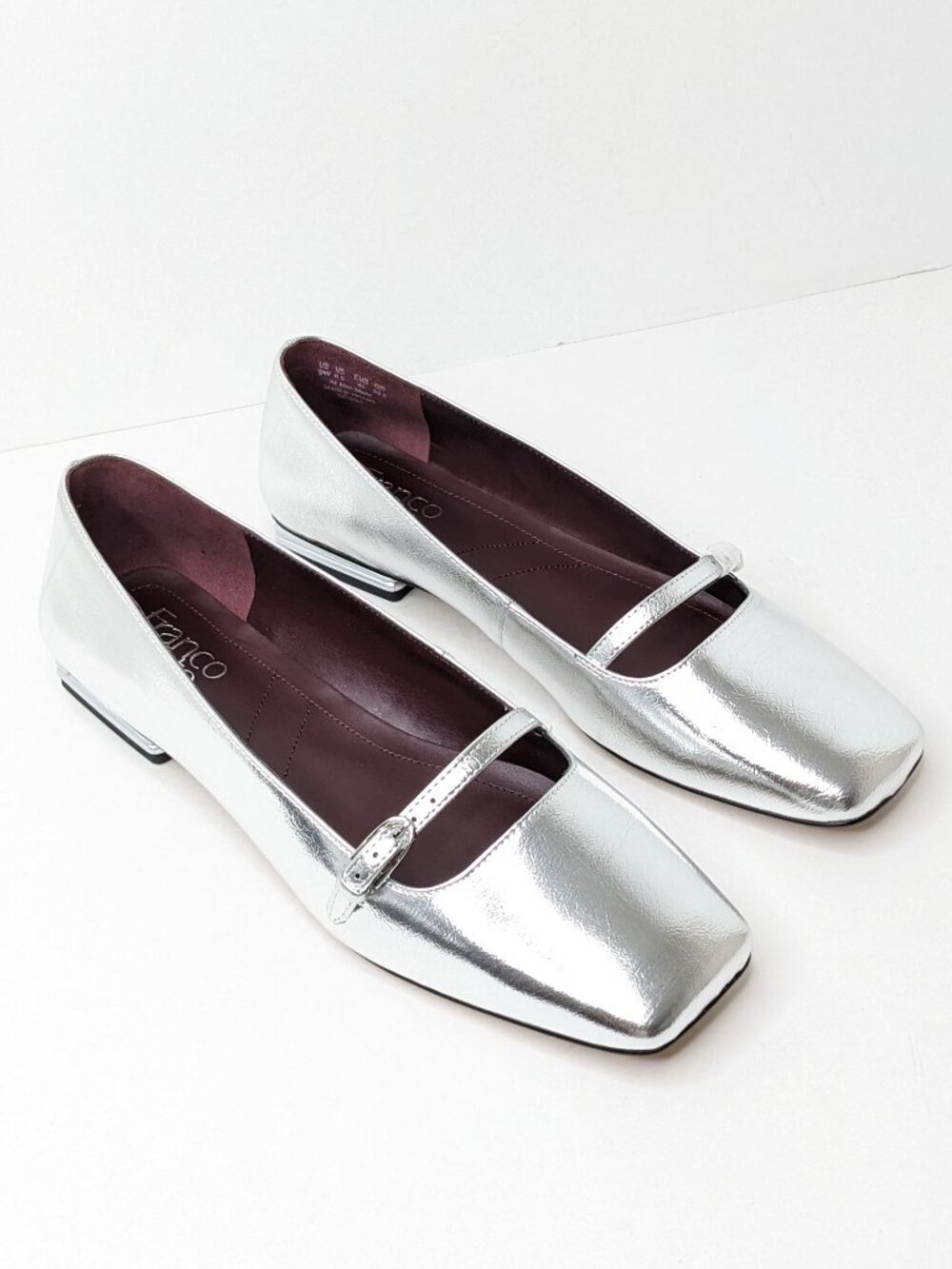 Franco Sarto Tayana Mary Jane Flats Silver Womens 9 Wide
